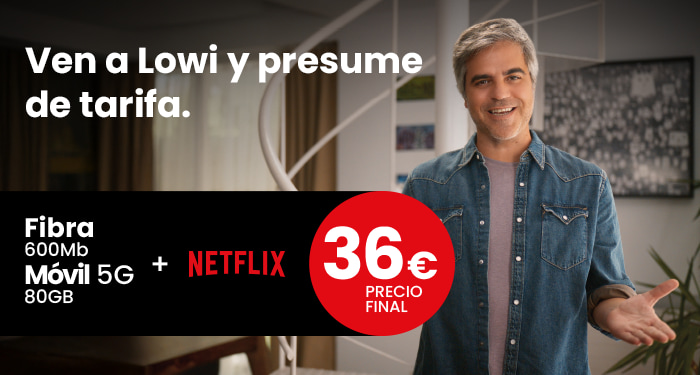 Oferta de fibra, móvil y Netflix de Lowi por 36 euros