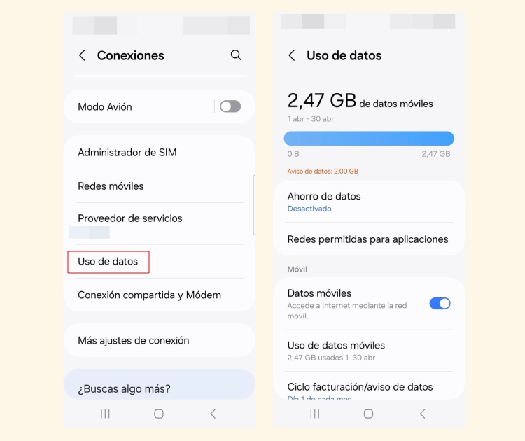 Como saber cuantos datos me quedan en Android