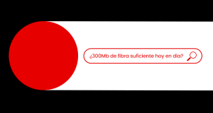 Search bar asking whether 300Mb fibre is enough nowadays, next to a red circle